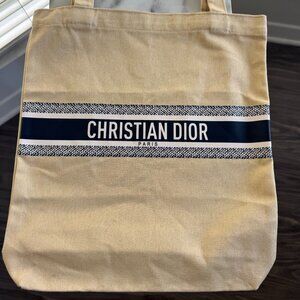 Dior Beauty Tote Bag Authentic Tan and Blue  Approx 13"x12"x3" NWOT
